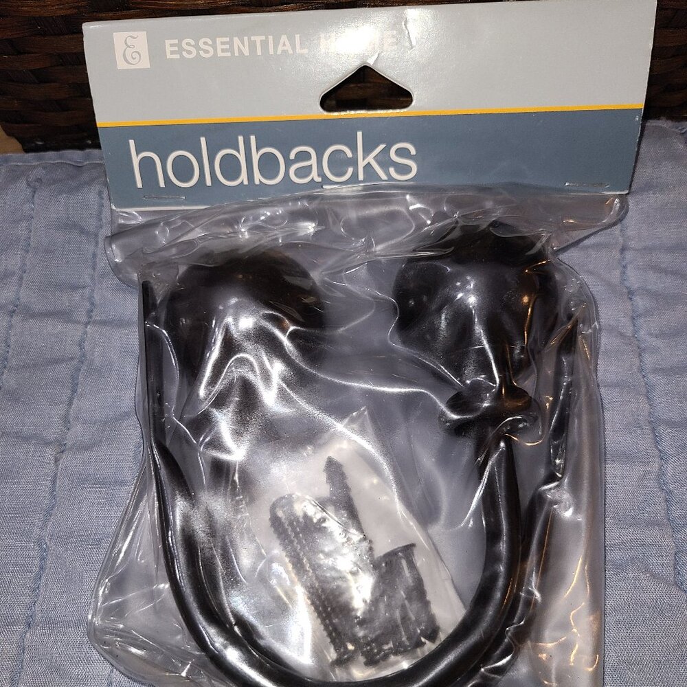 Set of 2 Essential Home Decorative Ball Holdbacks - Curtains Drapes Gloss Black